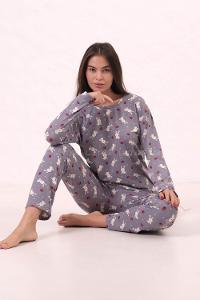 Lamelif  Tavşan Desenli Pijama Takımı Mavi