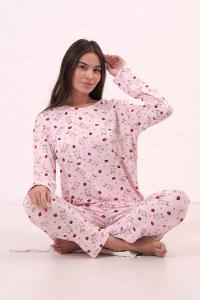 Pink Crew Neck Long Arm Without Accessories Combed Fabric Regular Trousers Comfortable Suit