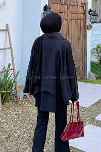 Black Shirt Collar Long Arm Cotton Modal Polyester Jacket