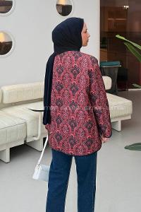 Lamelif Bağcıklı Kapitone Mont Bordo