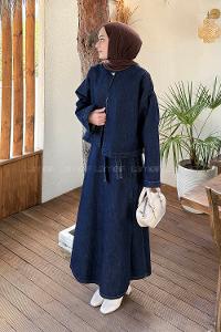 Lamelif Etekli Kot Takım Koyu Mavi