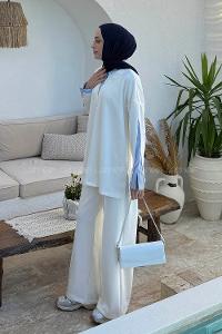 Lamelif Garnili İkili Takım Beyaz