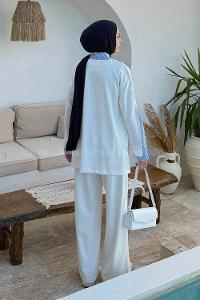 Lamelif Garnili İkili Takım Beyaz