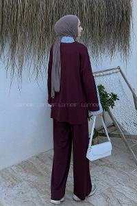 Lamelif Garnili İkili Takım Bordo