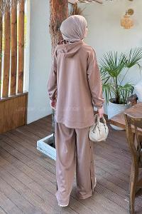 Lamelif Kanguru Cep İkili Takım Soft Kahve