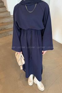 Lamelif Bağlama Detaylı Elbise Lacivert