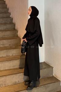 Lamelif Bağlama Detaylı Elbise Siyah
