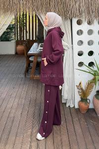 Lamelif Kanguru Cep İkili Takım Bordo