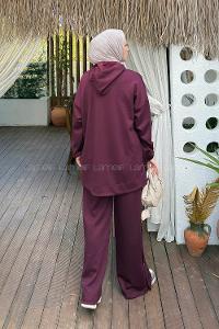 Lamelif Kanguru Cep İkili Takım Bordo