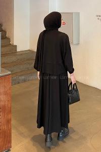 Lamelif Kol Manşet Lastikli Etekli Takım Siyah