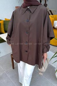 Lamelif Panço Kesim Ceket Kahverengi