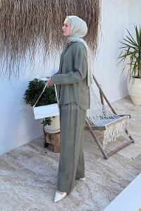 Khaki Shirt Collar Long Arm Cotton Lycra Regular Trousers Comfortable Suit