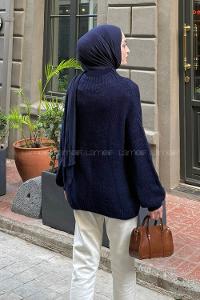 Navy Blue Neckband Long Arm Jumper