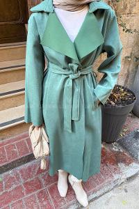 Lamelif Serbest Yaka Kaban Zümrüt Yeşili