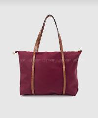 Lamelif Şeritli Shopper Kadın Omuz Çantası Bordo