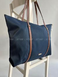 Lamelif Şeritli Shopper Kadın Omuz Çantası Lacivert