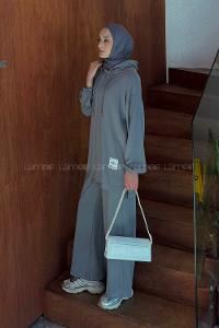 Lamelif Arma Detaylı İkili Takım Gri