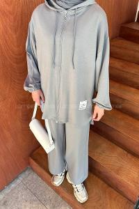 Lamelif Arma Detaylı İkili Takım Gri