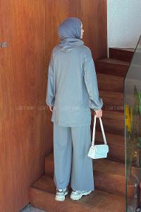 Lamelif Arma Detaylı İkili Takım Gri