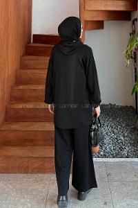 Lamelif Arma Detaylı İkili Takım Siyah