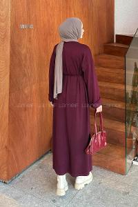 Lamelif Bağlama Detaylı Elbise Bordo