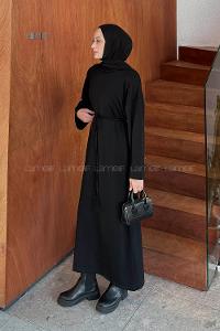 Lamelif Bağlama Detaylı Elbise Siyah