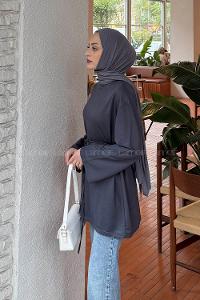 Lamelif Bağlama Detaylı Sweat Antrasit