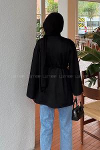 Lamelif Bağlama Detaylı Sweat Siyah