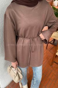 Lamelif Bağlama Detaylı Sweat Soft Kahve