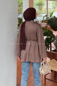 Lamelif Bağlama Detaylı Sweat Soft Kahve