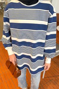 Navy Blue Crew Neck Cotton Tunic