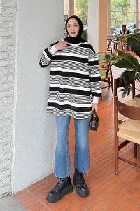 Black Crew Neck Cotton Tunic