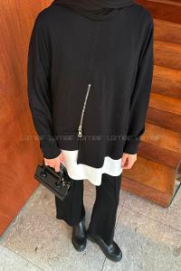 Lamelif Fermuarlı Garnili Takım Siyah