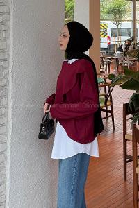 Lamelif İki Parça Tunik Bordo