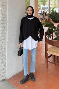 Lamelif İki Parça Tunik Siyah