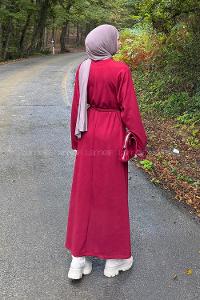 Lamelif Arma Detaylı Elbise Bordo