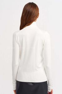 Lamelif Dilvin Balıkçı Yaka Kazak Ekru