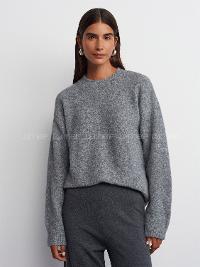 Lamelif Dilvin Bisiklet Yaka Yumuşak Dokulu Triko Kazak Füme