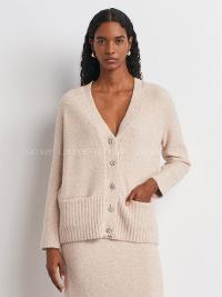 Beige Normal Neck V Neck Cardigan