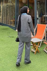 Lamelif Garnili Yaka Triko Takım Füme