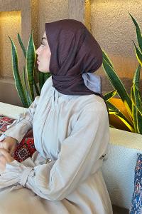 Lamelif Batik Desen Bambu Eşarp Acı Kahve