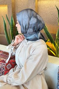 Lamelif Batik Desen Bambu Eşarp Antrasit