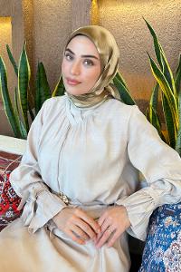 Lamelif Batik Desen Bambu Eşarp Asker Yeşili