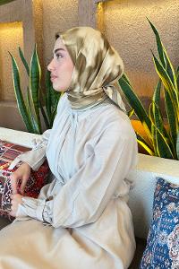 Lamelif Batik Desen Bambu Eşarp Asker Yeşili