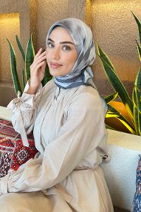 Lamelif Batik Desen Bambu Eşarp Gri