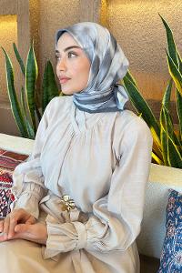 Lamelif Batik Desen Bambu Eşarp Gri