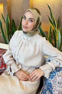 Lamelif Batik Desen Bambu Eşarp Haki