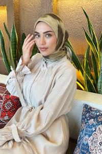 Lamelif Batik Desen Bambu Eşarp Haki