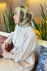 Lamelif Batik Desen Bambu Eşarp Haki