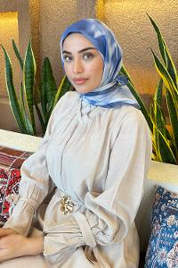 Lamelif Batik Desen Bambu Eşarp İndigo